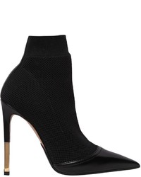 Balmain 115mm Aurore Knit Leather Ankle Boots