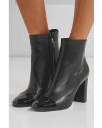 Gianvito Rossi 85 Patent And Matte Leather Ankle Boots Black