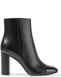 Gianvito Rossi 85 Patent And Matte Leather Ankle Boots Black