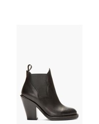 Acne Studios Black Leather Curved Gusset Star Ankle Boots