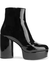 Marc Jacobs Amber Patent Leather Platform Ankle Boots Black