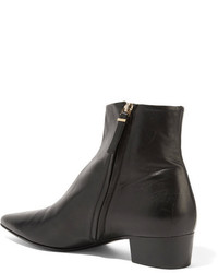 The Row Ambra Leather Ankle Boots Black