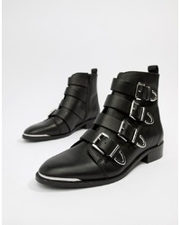Office Archive Four Black Leather Ankle Boots Leather