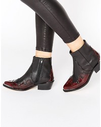 Asos Artessa Leather Western Ankle Boots