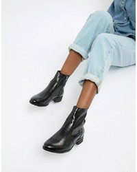 Office Ashleigh Black Leather Calf Croc Boots Leather