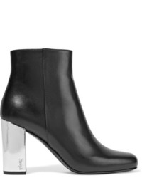 Saint Laurent Babies Metallic Trimmed Leather Ankle Boots Black