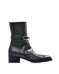 Balenciaga Block Heel Leather Ankle Boots