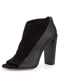 Vince Bayard Two Tone Leather Open Toe Bootie Black