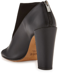 Vince Bayard Two Tone Leather Open Toe Bootie Black