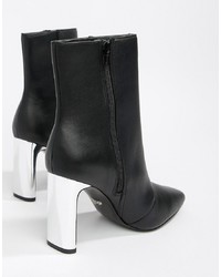 Faith Betty Slim Heel High Rise Ankle Boots In Black