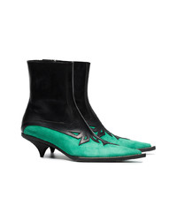 Haider Ackermann Black And Green Laser Cut 50 Leather Boots