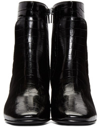 Givenchy Black Croc Embossed Paris Boots