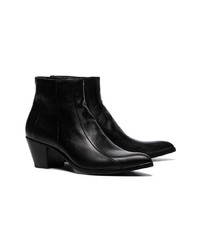 Saint Laurent Black Finn 60 Leather Cowboy Ankle Boots