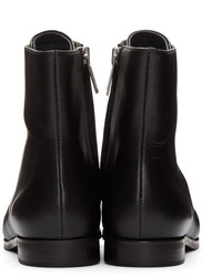Jil Sander Navy Black Leather Ankle Boots