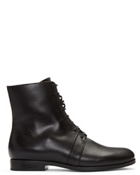 Jil Sander Navy Black Leather Ankle Boots