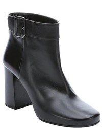 Prada Black Leather Buckle Detail Ankle Boots