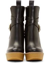 Chloé Black Leather Buckle Platform Boots
