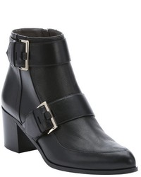 Jason Wu Black Leather Buckle Strap Detail Ankle Booties