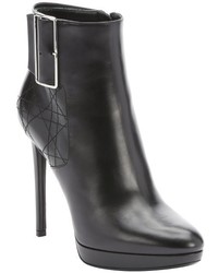 Christian Dior Black Leather Cannage Stitched Stiletto Ankle Booties
