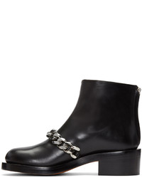 Givenchy Black Leather Chain Boots