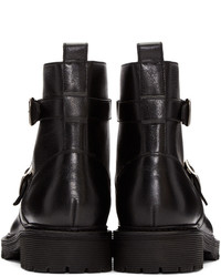 Saint Laurent Black Leather Combat Boots