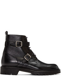 Saint Laurent Black Leather Combat Boots