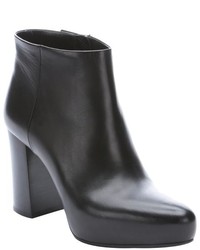 Prada Black Leather Concealed Platform Side Zip Ankle Booties