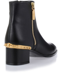 Alexander McQueen Black Leather Embellished Ankle Boot