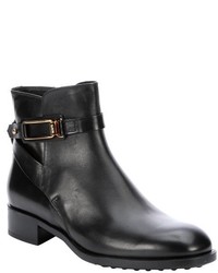 Tod's Black Leather Heel Ankle Boots