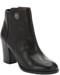 Tory Burch Black Leather Junction Stacked Ankle Booties