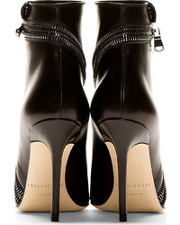 Brian Atwood Black Leather Nebula Ankle Boots