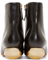 Valentino Black Leather Sculpture Ankle Boots