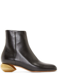 Valentino Black Leather Sculpture Ankle Boots