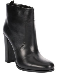 Prada Black Leather Square Heel Ankle Boots