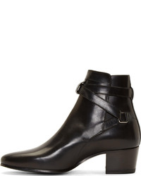 Saint Laurent Black Leather Strappy Blake Ankle Boots