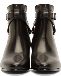 Saint Laurent Black Leather Strappy Blake Ankle Boots