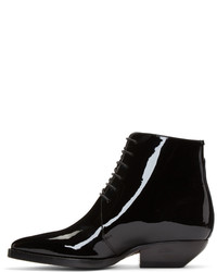 Saint Laurent Black Patent Theo Boots