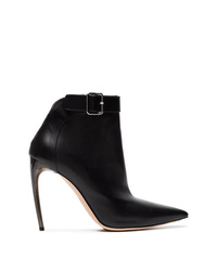 Alexander McQueen Black Pointed 105 Leather Ankle Boots