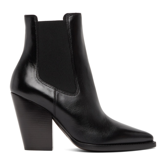 Saint Laurent Black Theo Boots, $995 | SSENSE | Lookastic