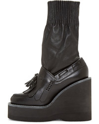 Sacai Black Zip Wedge Boots