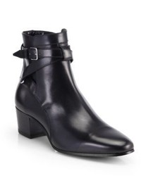 Saint Laurent Blake Belted Leather Ankle Boots