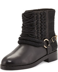 Ivy Kirzhner Bond Leather And Rope Ankle Boot Black