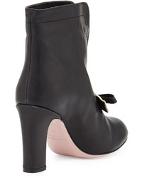RED Valentino Bow Split Front Leather Bootie Black