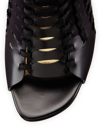 Lanvin Braided Leather Ankle Boot Black