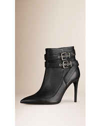 Burberry Buckle Detail Leather Ankle Boots