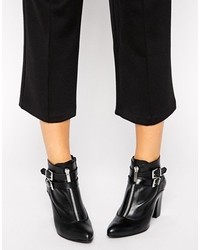 Bronx Buckle Leather Heeled Ankle Boots Black