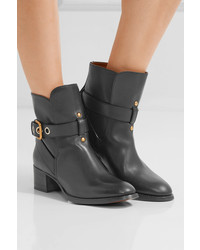 Chloé Buckled Leather Ankle Boots Black