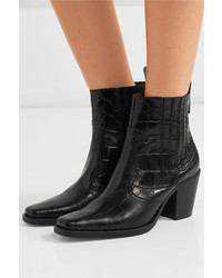 Ganni Callie Croc Effect Leather Ankle Boots