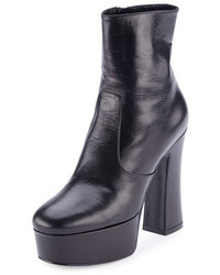 Saint Laurent Candy Leather Platform 125mm Ankle Boot Black