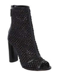 Casadei 100mm Woven Open Toe Ankle Boots